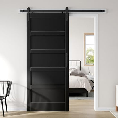 36x84 inch Black Barn Door with 6.6FT Hardware Kit