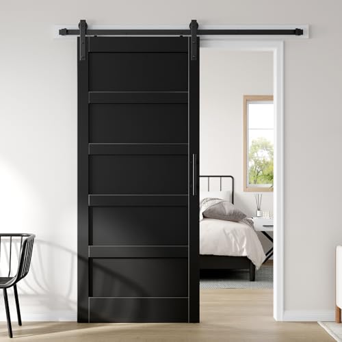 36x84 inch Black Barn Door with 6.6FT Hardware Kit