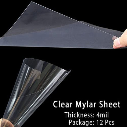 12 Pack 4 Mil Clear Mylar Stencil Sheets (12 Count)