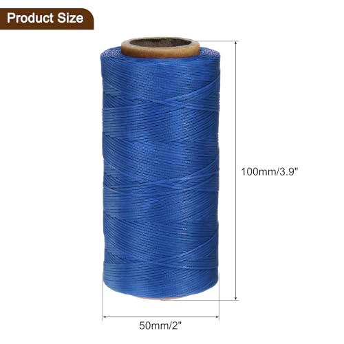 150D 0.8mm Flat Waxed Thread 284 Yards Polyester Leather Sewing Waxed String Hand Stitching Waxed Cord for Leather Stitching Sewing Bookbinding DIY Craft Sapphire Blue