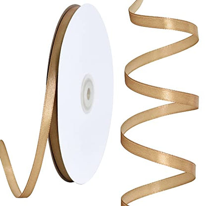 100 Yards 1 4 Inch Gold Satin Ribbon Thin Gift Wrapping Ribbon (300 Foot)