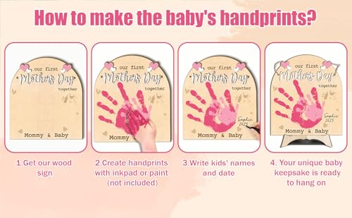 DIY Custom Our First Mother's Day Together Mommy & Baby Handprint Signs