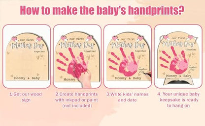 DIY Custom Our First Mother's Day Together Mommy & Baby Handprint Signs