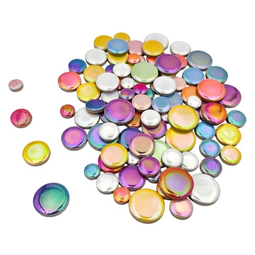 200g Iridescent Round Mosaic Tiles for Crafts Bulk