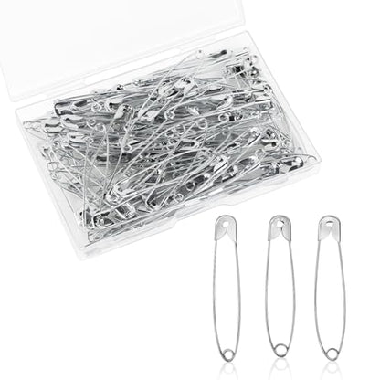100 Pack Silver Safety Pins Assorted