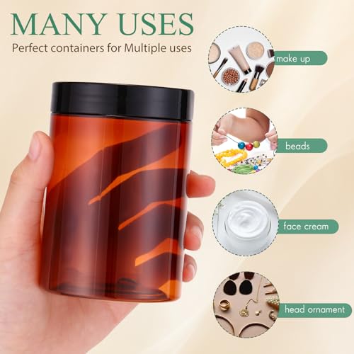 12 Pack 10 oz Plastic Container Jars with Lids Round Clear Travel Cosmetic Container Slime Jars for Toiletries (12 Count)