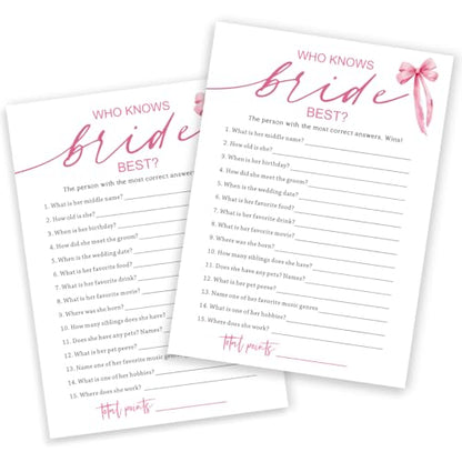 Wedding Shower Games Cards