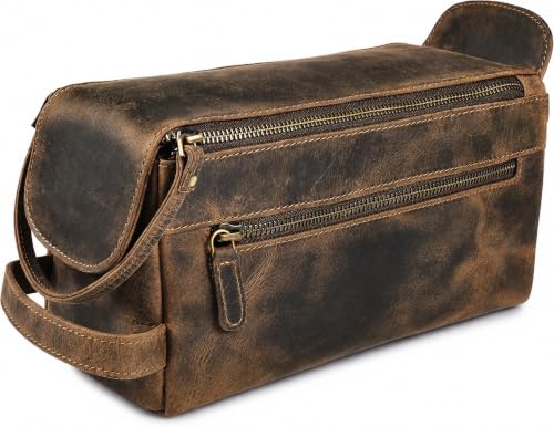 Full Grain Leather Toiletry Bag for Men & Women