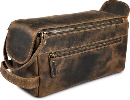 Full Grain Leather Toiletry Bag for Men & Women