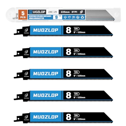 5Pack 9inch 8TPI High Reciprocating Saw Blades