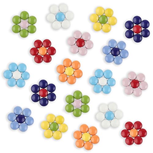 200g Glossy Round Glass Mosaic Tiles for Crafts Bulk (7.05 Ounce)
