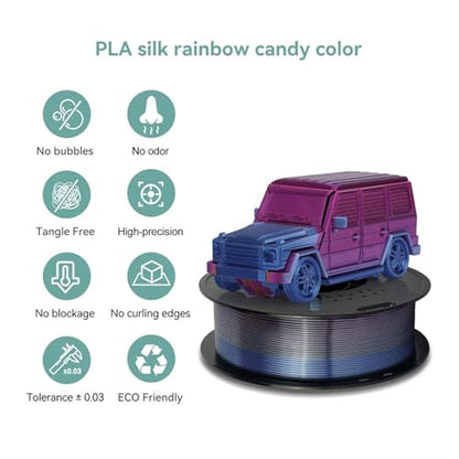4KG lot Silk PLA Filament Rainbow Pla 1.75mm 3D Printing Material for 3D Printers 3D Pens 1KG No Bubble