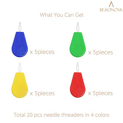 Needle Threaders 20pcs Plastic Sewing Needle Threader for Sewing Small Eye Embroidery Craft Knitting Quilting (20 Count)