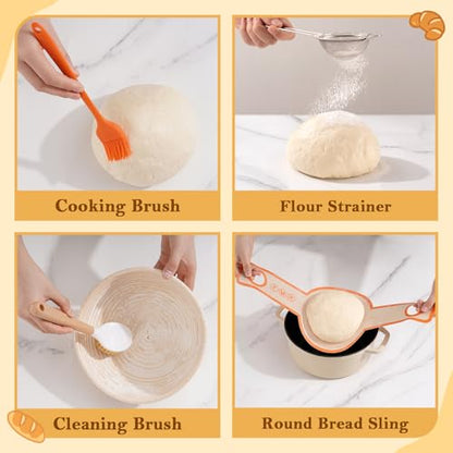 Sourdough Starter Kit with Banneton Bread Proofing Basket Set
