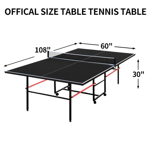 6FT/8FT/9FT Mid-Size Table Tennis Table Ping-Pong Table Set Foldable & Portable Table Indoor Outdoor for Family Game (Black, 9FT)