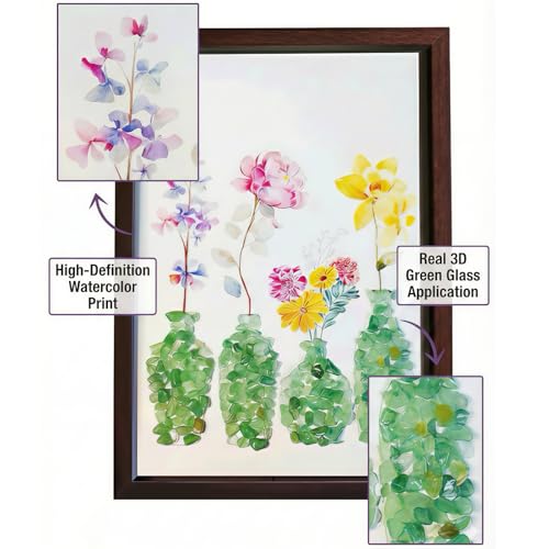 DIY Natural Crystal Mosaic Art Kit with Frame Gemstone Flower Vase Decor