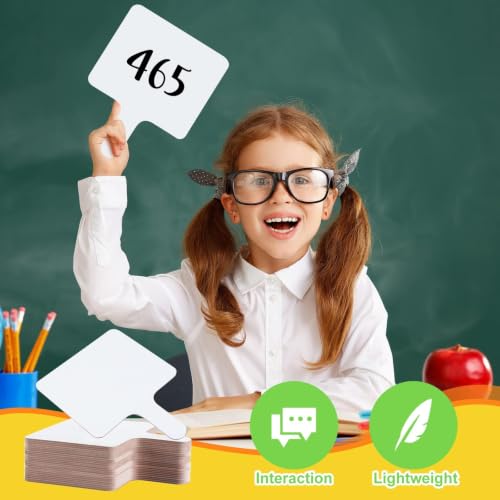 30 Pcs Dry Erase Answer Paddle 7 x 9 Inch Handheld Wooden White Board Double Sided Dry Erase Small Whiteboards for Students Classroom Games Party Auction Paddles for Bidding Meeting Voting (30 Count)