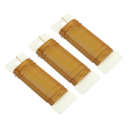 114 Yards 345 Feet Metal Floral Wire 21 Gauge Gold Tone Flexible Paddle Thin Floral Wires for Craft (3 Count)