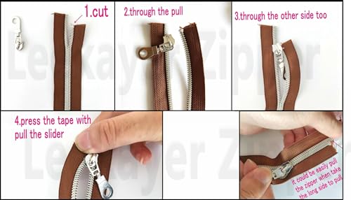 5 Antique Brass Metallic Nylon Coil Zippers by The Yard Bulk 10 Yards White Tape with 25pcs Antique Brass Sliders for DIY Sewing Tailor Craft Bag