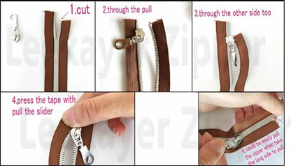 5 Antique Brass Metallic Nylon Coil Zippers by The Yard Bulk 10 Yards White Tape with 25pcs Antique Brass Sliders for DIY Sewing Tailor Craft Bag