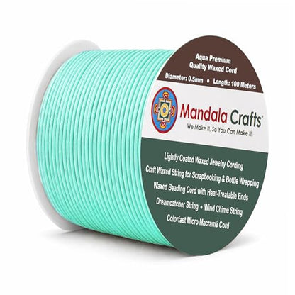0.5mm Aqua Waxed Cord (327 Foot)