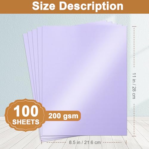 100 Sheets Purple Shimmer Cardstock 8.5 x 11 Cutting Paper 75lb (100 Count)