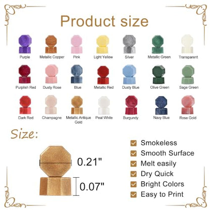 360Pcs Dark Red Sealing Wax Beads with 2 Spoons and 4 Tea Candles for Wax Seal Stamps (360 Count)