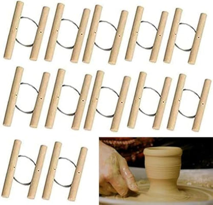 12Pcs Wire Clay Cutter with Wood Handle Easy to Use Steel Wire Cutting Tools for Cheese Plasticine Dough Mud Line Pottery Clay Ceramic Art Sculpture Cutting Cutting Pottery Tools Supplies