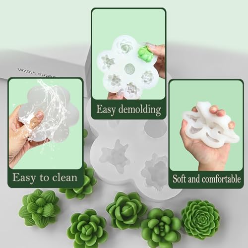 7 Cavity Succulent Silicone Mold for Candle Making