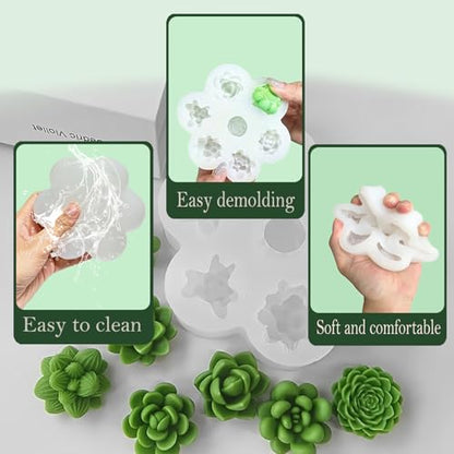 7 Cavity Succulent Silicone Mold for Candle Making