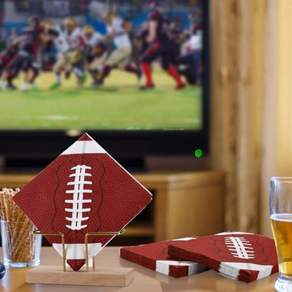 48 Pieces Football Paper Napkins Disposable Football Party Napkins Football Rugby Cocktail Dinner Napkins Set 13" x 13" Unfolded Football Tableware Napkins for Rugby Party Supplies (48 Count)