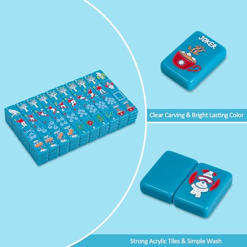 American Engraved Mahjong Game Set with White Carrying Bag and Accessories