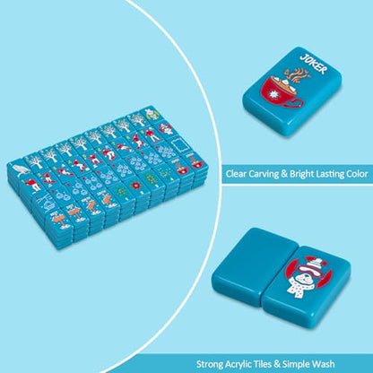 American Engraved Mahjong Game Set with White Carrying Bag and Accessories