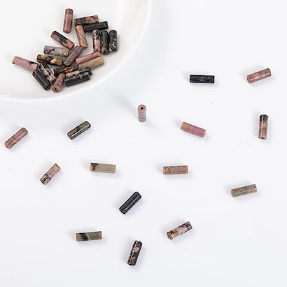 Natural Rhodochrosite Cylinder Tube Beads 4x13mm 38cm (28 Count)