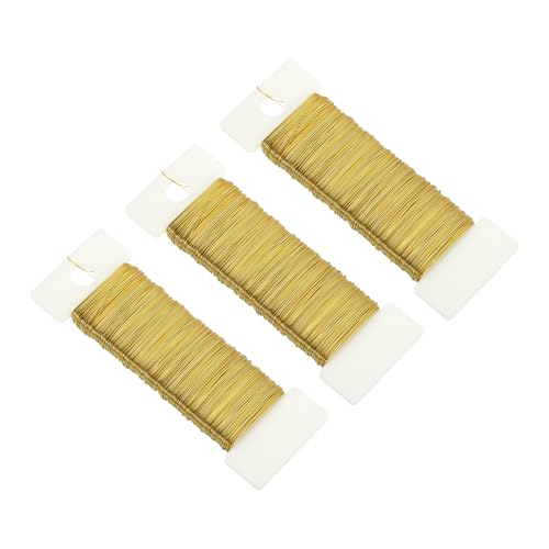 114 Yards 345 Feet 27 Gauge Metal Floral Wire Gold Tone Flexible Paddle Thin Floral Wires for Craft (3 Count)