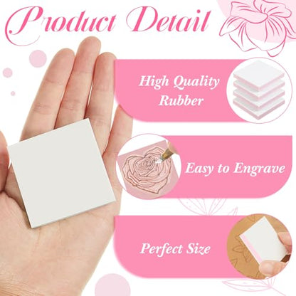 24 Pcs 2" x 2" Rubber Carving Block Printmaking Stamp (24 Count)