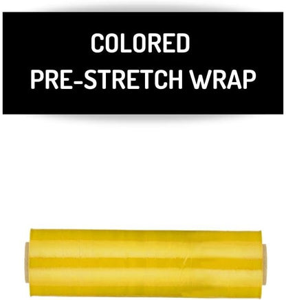 PSBM Yellow Stretch Wrap, 15 Inch x 1476 Feet, 72 Pack, Tinted Pre-Stretched Shrink Wrap Film for Moving, Packaging, Pallet Wrapping