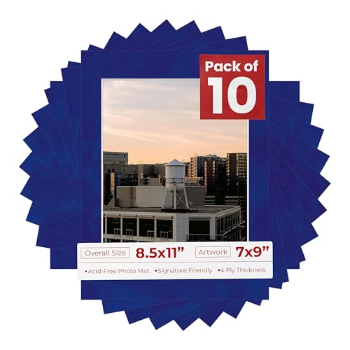 Pack of TEN 8.5x11 Mats Bevel Cut for 7x9 Photos (10 Count)