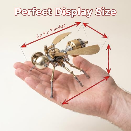 3D Metal Puzzle Mechanical Model Kit Steampunk Bee Insect 140+ Parts No Glue Build Premium Desktop Decor Christmas & Birthday Gift for Adults Hobbyists