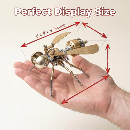 3D Metal Puzzle Mechanical Model Kit Steampunk Bee Insect 140+ Parts No Glue Build Premium Desktop Decor Christmas & Birthday Gift for Adults Hobbyists