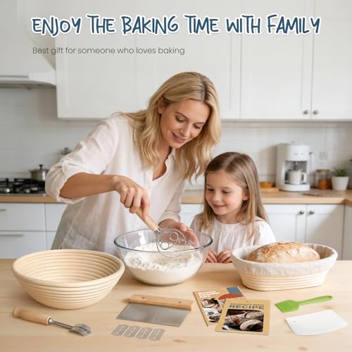 Sourdough Starter Kit with Banneton Bread Proofing Baskets (2 Count)