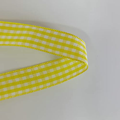 Yellow Gingham Plaid Checked Ribbon 25 Yards Each Roll 100% Polyester (75 Foot)