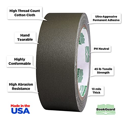 1-1/2 Inch Olive Green Bookbinding Repair Tape, 15 Yard Roll