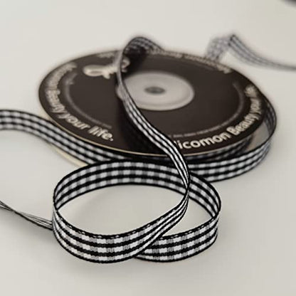 Buffalo Check Ribbon Black and White Gingham Ribbon 25 Yards for Crafts 3 (75 Foot)