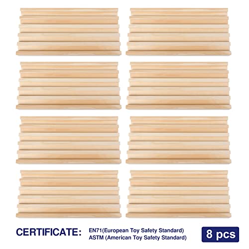Wooden Domino Racks Set of 8 Trays with Felt Bottom for Mexican Train Dominoes Games