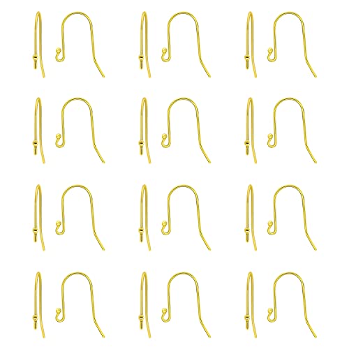 925 Gold flashed Sterling Silver Ear Wires Ball End French Earring Hooks for Drop Dangle Earrings Jewelry Making (24 Count)