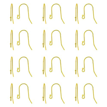 925 Gold flashed Sterling Silver Ear Wires Ball End French Earring Hooks for Drop Dangle Earrings Jewelry Making (24 Count)