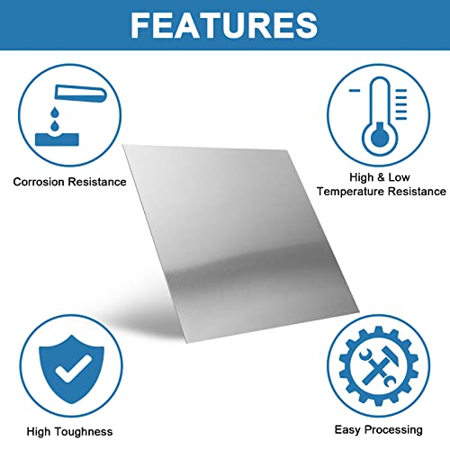 2Pcs 304 Stainless Steel Sheets Metal 6" x 6" x 1