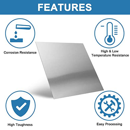 2Pcs 304 Stainless Steel Sheets Metal 6" x 6" x 1