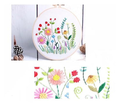 Embroidery Starter Kit Full Range of Starter Including Instructions Stamped Cloth with Pattern Hoop Color Threads and Tools Crafts for Adults